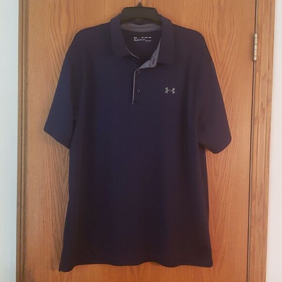 Very Nice Under Armour Navy Blue Heatgear Polo Shirt Sz 2X - Picture 1 of 6